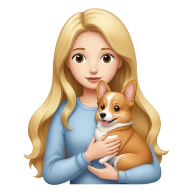 girl with long blond hair hold a corgi sticker