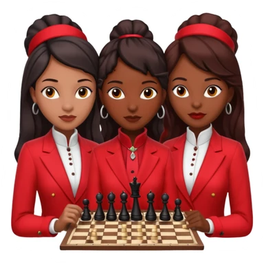 black woman chess players in red outfits sticker