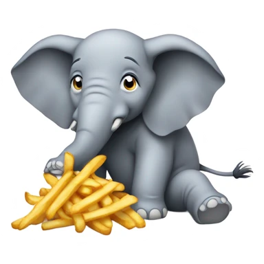 Elephant eating fries sticker