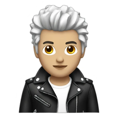 Punk male with white leather jacket with dark hair sticker