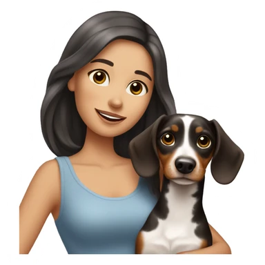 brunette girl with tri merle dachshund sticker