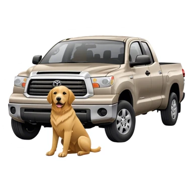 Gray 2008 Toyota tundra with golden retriever in front  sticker