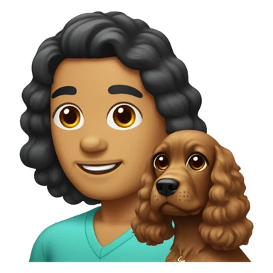 A cocker spaniel with a short beard Latin man and a Latina with thick brows  sticker