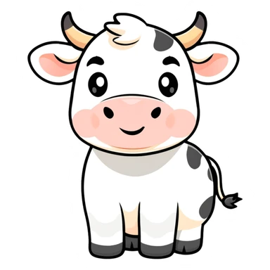 White cow with adorable expression, cute face that makes you say awww sticker