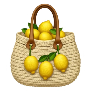 beige crocheted bag holding lemons sticker