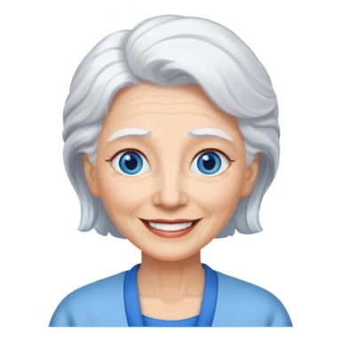 abuela con ojos azules, pelo blanco, tez blanca sticker