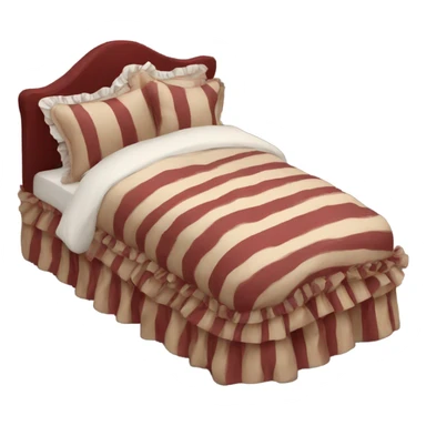 Bed Dark Red beige striped with ruffles sticker