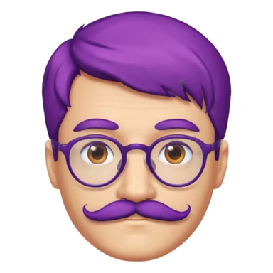 mustached purple haired spectacled sticker