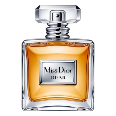 Miss Dior perfume bottle, square shape, silver cap sticker