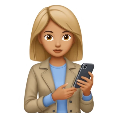 woman casual clothes looking at a mobile phone sticker