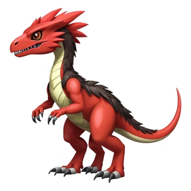 Dark Furry feather-mane Cool Edgy shiny Digimon-Fakemon-Guilmon-Velociraptor-Dinosaur-Drake full body   sticker