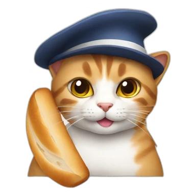 Cat with french hat and bread sticker