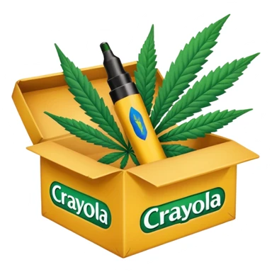 a box of crayola permanent markers with cannabis leaf sticker