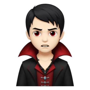 Boy, Vampire, Black Hair, medium long, emo, dark, spooky, brown skin sticker