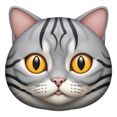 Generate an emoji of a British Shorthair cat with a gray stripe sticker