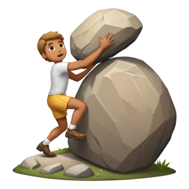 person pushing a big rock up a hill sticker