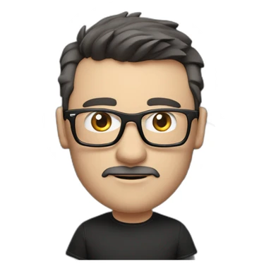 small-cartoonish-middle-age-lean-white-man,without-facial-hair,-with-black-hair-&-glasses-wearing-black-Tesla-T-shirt,-inside-black-tesla-model-3, full car front view sticker