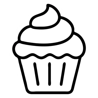 cupcake with pink icing outlined icon sticker