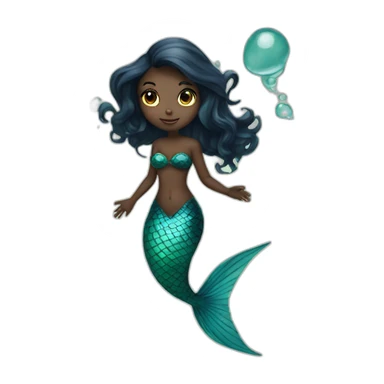 mermaid poisson noir girl sticker