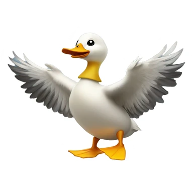 animated standing duck face front dancing on snow with wing open sticker