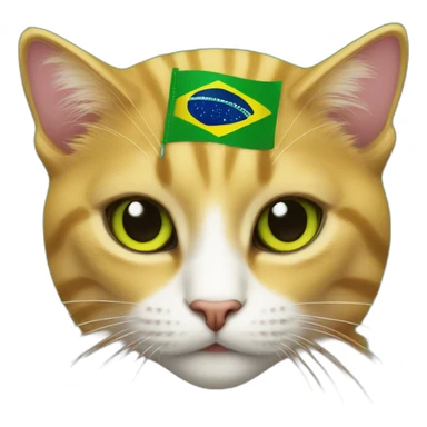 Cat with Brazil flag hat sticker