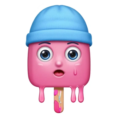 pink popsicle with eyes and beanie sticker