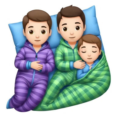 two friends in pajamas with a sleeping bag, sleepover theme sticker