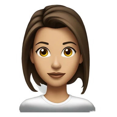 3/4 face, contrasted, shadow, light, Eva Longoria expression, standing, thin nose, brunette woman, hazel eyes, long eyelashes, dark shoulder shaded hair, white t-shirt, jeans, white sneakers sticker