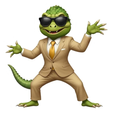 capitalist iguana banker godfather with black sunglasses breakdance scaring sticker
