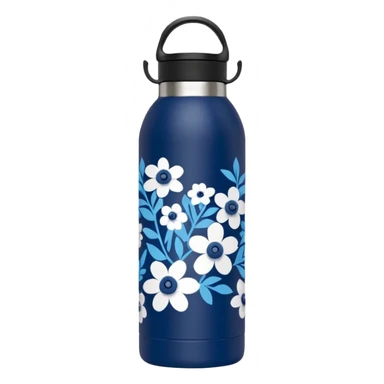 Blueberry floral patterned thermal water bottle with handle  sticker