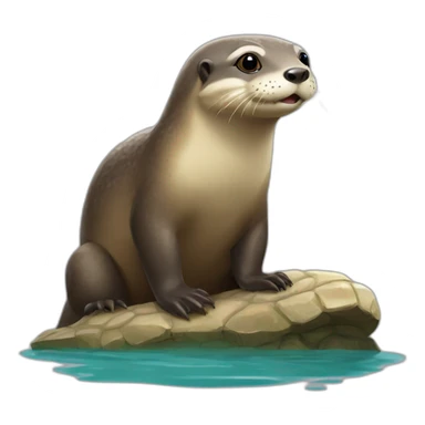 Loutre sur une tortue  sticker