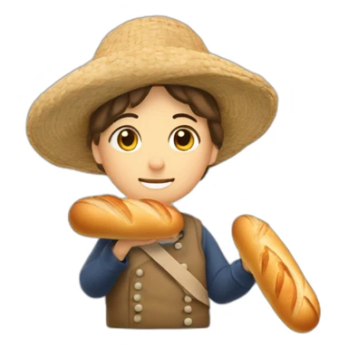 Français avec un béret une marinière et une baguette de pain sticker