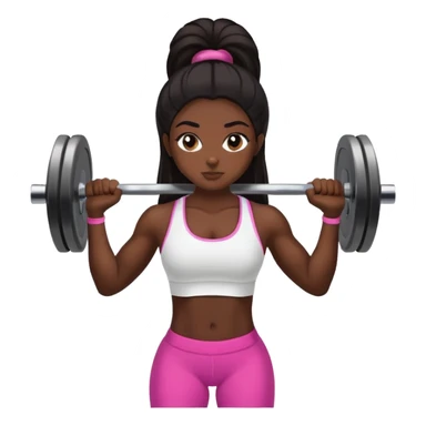 black dark girl long dark hair lifting weights gym sticker