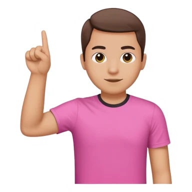 Draw a picture of a person pointing to themselves with their other hand raised if pink tshirt sticker