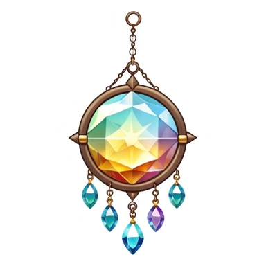 Hanging chained sun-catcher with crystal gemstones  sticker