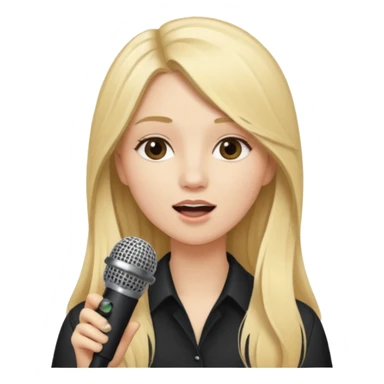 Singer Young woman – long blonde hair, around 20s,  singing into mic sticker