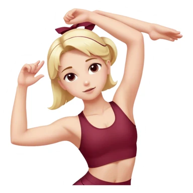 angelic blonde girl stretching in Burgundy  gym  sticker