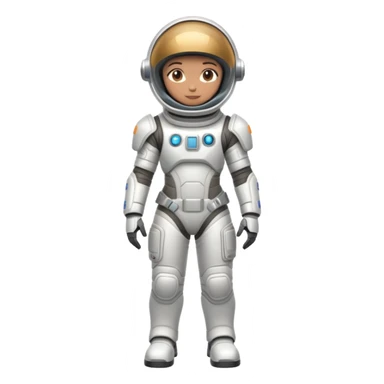 Futuristic astronaut in a high-tech spacesuit, sleek helmet with reflective visor, detailed sci-fi armor, standing pose, science fiction aesthetic sticker