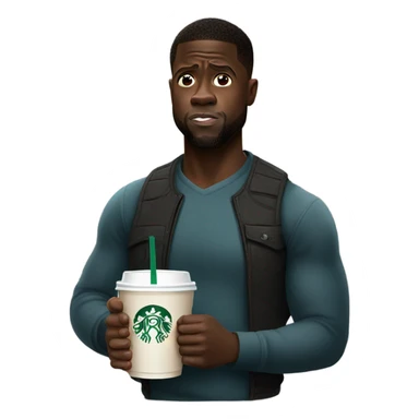 kevin hart sad with starbucks sticker