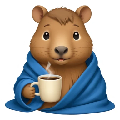 baby capypara in cozy blanket, drink coffee sticker