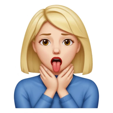 criss cross hands around throat choking self woman emoji tongue out  sticker