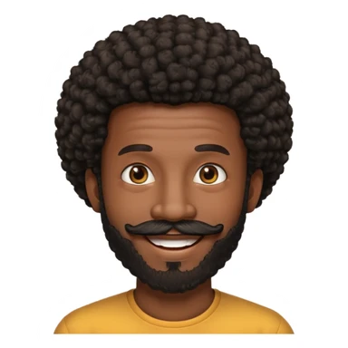 black afro guy with beard and mustache emoji sticker