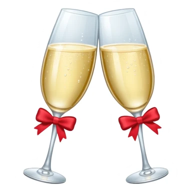 2 champagne flutes clinking with bows on both glasses sticker