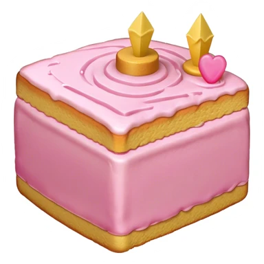 sweet simple slice of sponge cake, with pink frosting on top, pointing right sticker