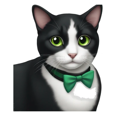 Black and white tuxedo cat with green eyes sticker