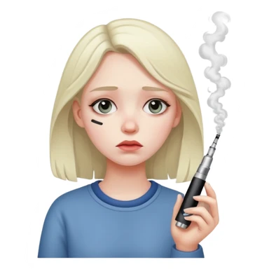 sad girl with small vape sticker