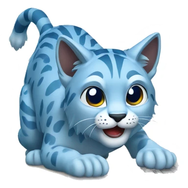 A blue lynx with a laptop sticker
