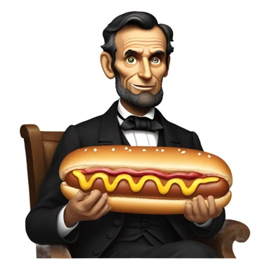 Abraham Lincoln eating a 10ft hot dog sticker