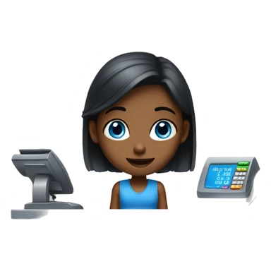 blue-eyed girl paying at the cash register sticker