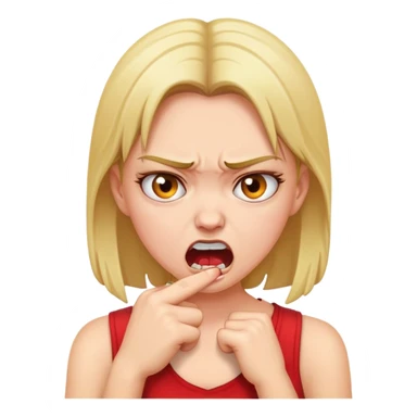 Angry girl grabbing throat sticker